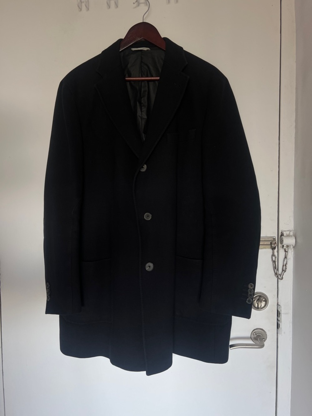 Massimo Dutti Dark Blue Pea Coat - Single-Breasted
